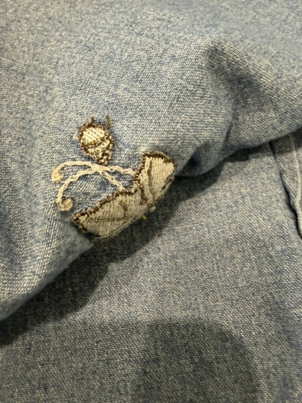 Vintage 90s Fall Leaves Embroidered Cotton Button Down Shirt Blue 2X - Picture 12 of 16